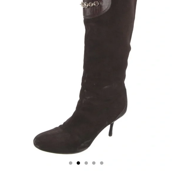 GUCCI BROWN VINTAGE BOOTS Gold Buckle